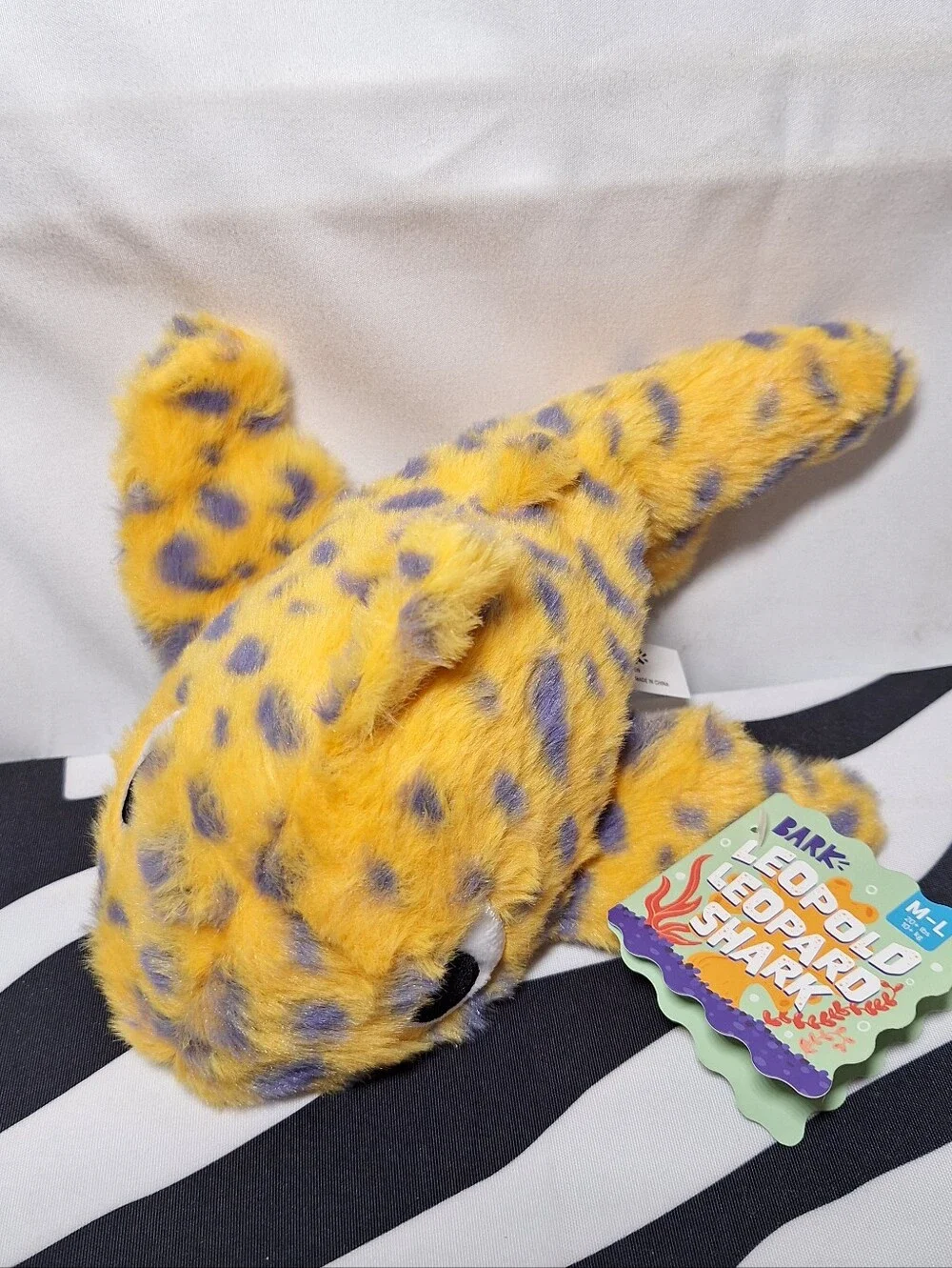 NWT Bark Leopold Leopard Shark Dog Toy M-L